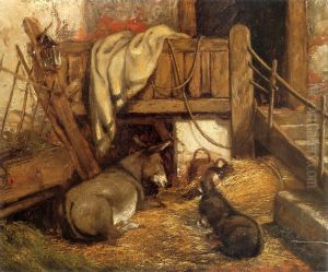 Donkeys in the stable. by John Constable