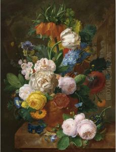 Flower still life in a terracotta vase Flower still life in a terracotta vase