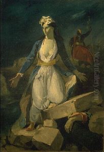 Copie d'apres 'La Grece sur les ruines de Missolonghi' de Delacroix by Odilon Redon