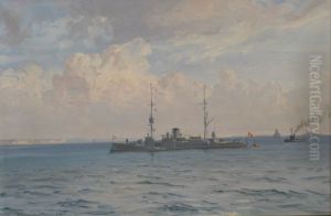 A Danish cruiser at sea.