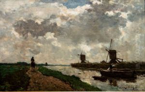Polderlandschaft mit Muhlen by Johan Hendrik Weissenbruch