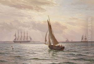 Henimod Aften paa Soen. Det klarer op efter Regn. by Vilhelm Arnesen