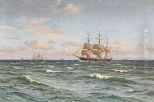 "Rebet Maerssejlskuling i Kattegat. Skoleskibet Georg Stage og andre Sejlere passerer Kullen" "Rebet Maerssejlskuling i Kattegat. Skoleskibet Georg Stage og andre Sejlere passerer Kullen"