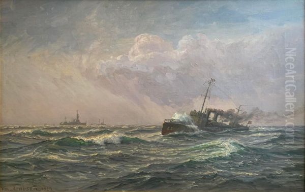 The torpedo boat Delfinen in Kattegat. - view 1