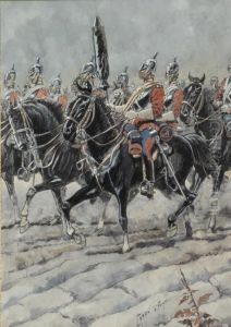 Un Groupe De Soldats Lanciers A Cheval by (Emmanuel Poire) Caran d'Ache