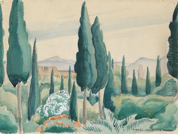 A Moroccan landscape with pine trees. - view 1