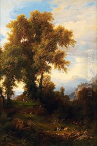 Scena pastorale in un paesaggio montuoso