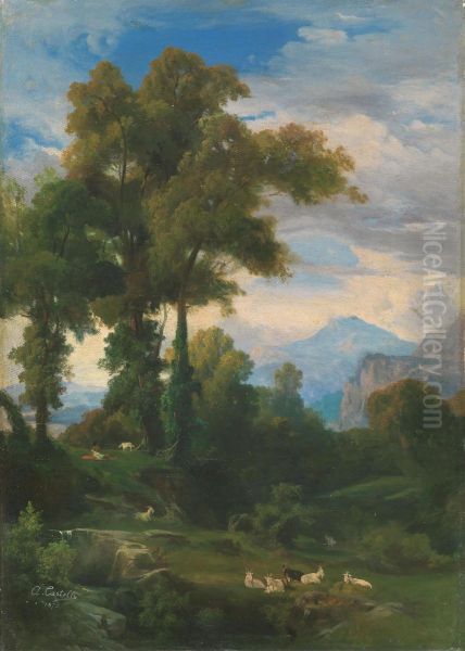 Landscape with Goats and Shepherd - view 1
