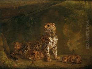 A leopard and its cubs