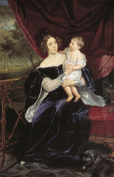 Portrait of the Princess Olga Ivanovna Orlova-Davydova with her daughter Natalya Vladimirovna (1833-1885) - view 1