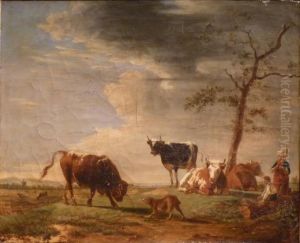 Cows grazing by Jean Baptiste Berre