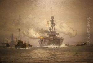 The Danish squadron salutes the King.