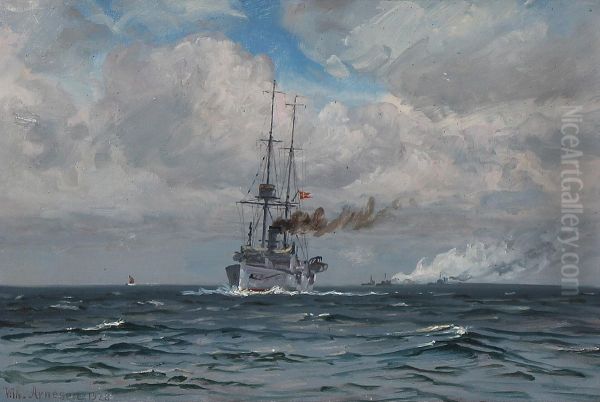 The Danish cruiser Heimdal. - view 1