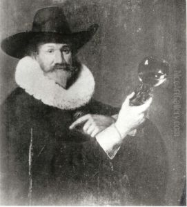 Portrait of a man with a cup.