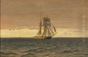 Marine med sejlskib. by Vilhelm Arnesen