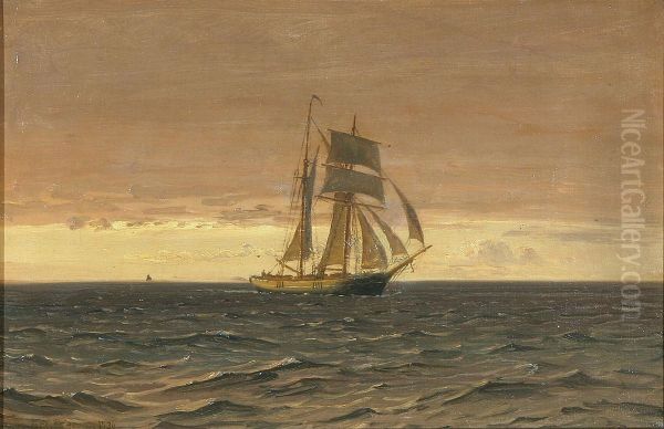 A sailing ship at sea. - view 1