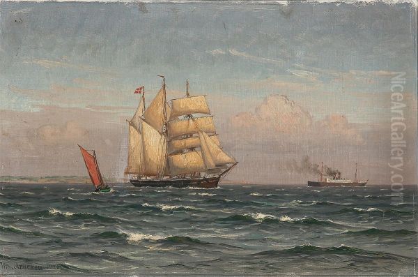 Seascape with ships on open sea. - view 1