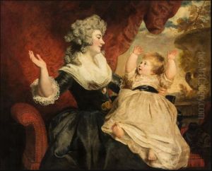 Portrait of Georgiana Cavendish, Duchess of Devonshire (1757-1806) with her infant daughter Lady Georgiana Cavendish (1783-1858), later Countess of Carlisle by Of Sir Joshua Reynolds