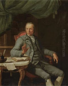 Portrait of a 48-year old gentleman, seated three-quarter length, in his study