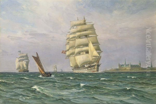 Dansk fuldrigger ud for Kronborg. - view 1