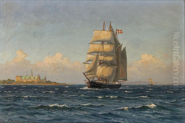Sailing ships off Kronborg Castle. - view 1