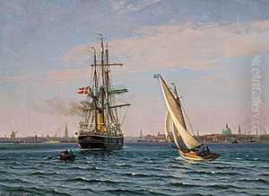 The Royal Greenland ship Gustav Holm heading into the port of Copenhagen.