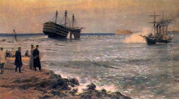 The sinking of the ships of the Black Sea Fleet on the Sevastopol roadstead on September 11, 1854 - view 1