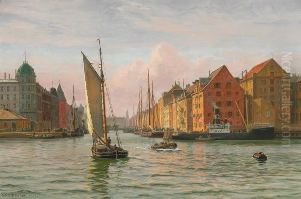 View from the Port of Copenhagen towards Nyhavn. - view 1
