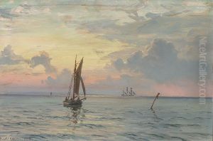 Marine med sejlskibe. by Vilhelm Arnesen