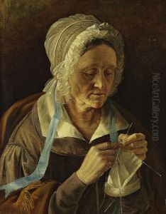 Old Woman Knitting a Sock by Ivan Khrutsky