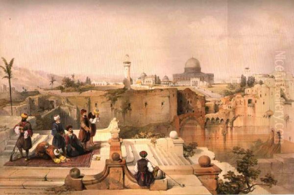 Prayer inMosque of Omar, Jerusalem, 1840. - view 1