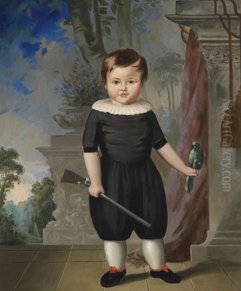 Portrait eines Knaben mit Gewehr und Vogel - view 1
