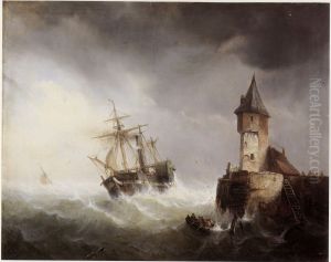 The 'Soho' enters the Scheldt estuary near Flushing by Egide Linnig