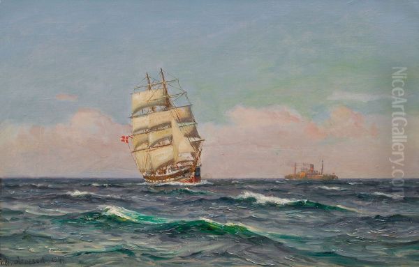 A threemaster and a steamship. - view 1