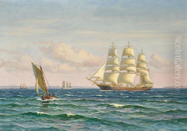 A fully rigged ship in the Sound. - view 1
