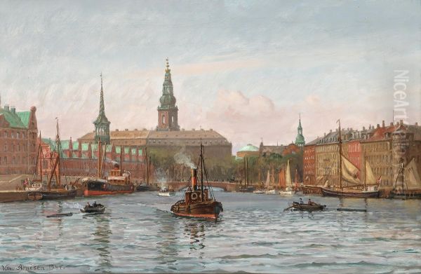 View from Copenhagen Habour with a view towards The Stock Exchange and Christiansborg Palace. - view 1