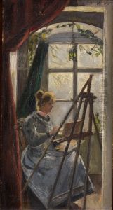 Self-portrait at the easel