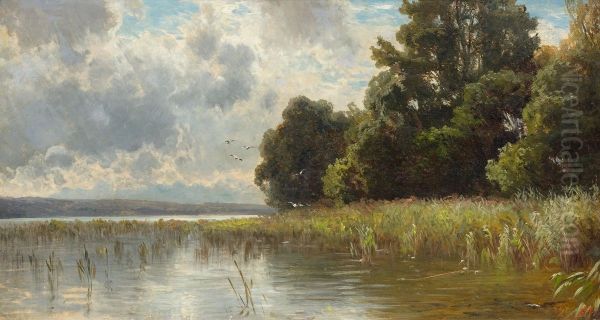 Riverside landscape with trees - view 1
