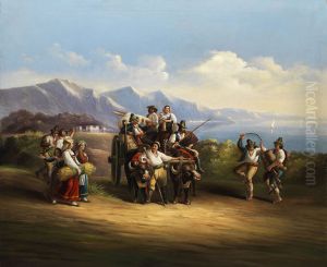 Neapolitan farmers on their way home from the harvest by Gustav Friedrich Wilhelm Richter