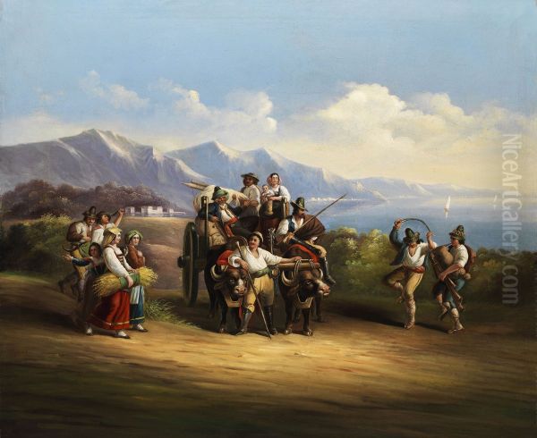 Neapolitanische Bauern auf dem Heimweg von der Ernte - view 1