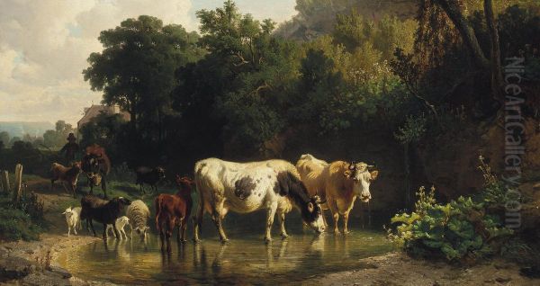 Watering livestock at the stream - view 1