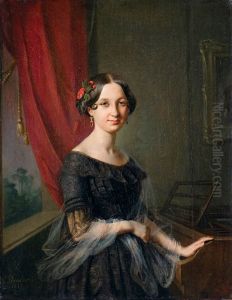 Portret Jozefy z Bromirskich Slugockiej by Jozef Simmler