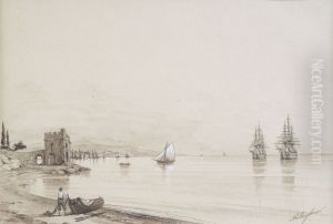 <<Vid na buhtu s mnogocislennymi parusnyh sudov (Feodosia?)>> by Ivan Aivazovsky