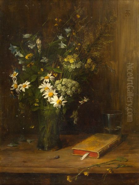 Stillleben mit Feldblumen in einer Glasvase - view 1