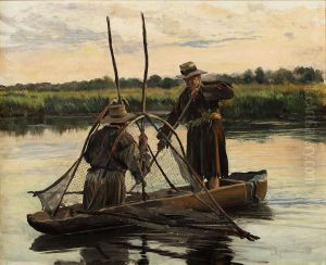 Fishing at dawn by Leon Wyczolkowski