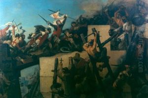 Godefroid de Bouillon during the assault on Jerusalem by Charles Verlat