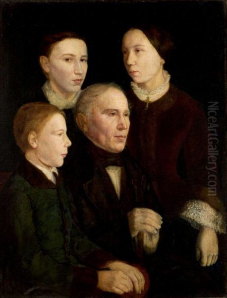 Portret Franciszka Matejki z trojgiem dzieci (od lewej: Kazimierz, Jan i Marianna) - view 1