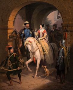 Wyjazd na polowanie z sokolem by January Suchodolski