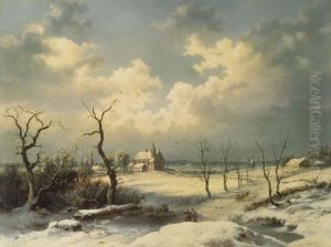 Winter landscape with a village church Winter landscape with a village church