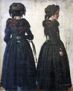 Frisian woman in a twofold depiction by Carl Ludwig Jessen